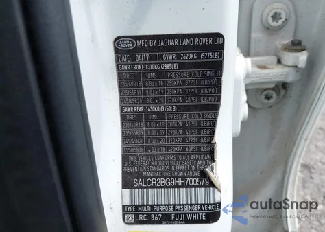 2017 Land Rover Discovery Sport Hse из США, поврежденный, VIN SALCR2BG9HH700579